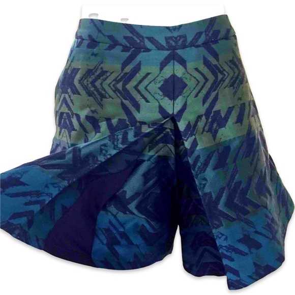 NWT Designer Risto Green/Teal Jacquard Skort Shorts w/ Pockets - Picture 4 of 16